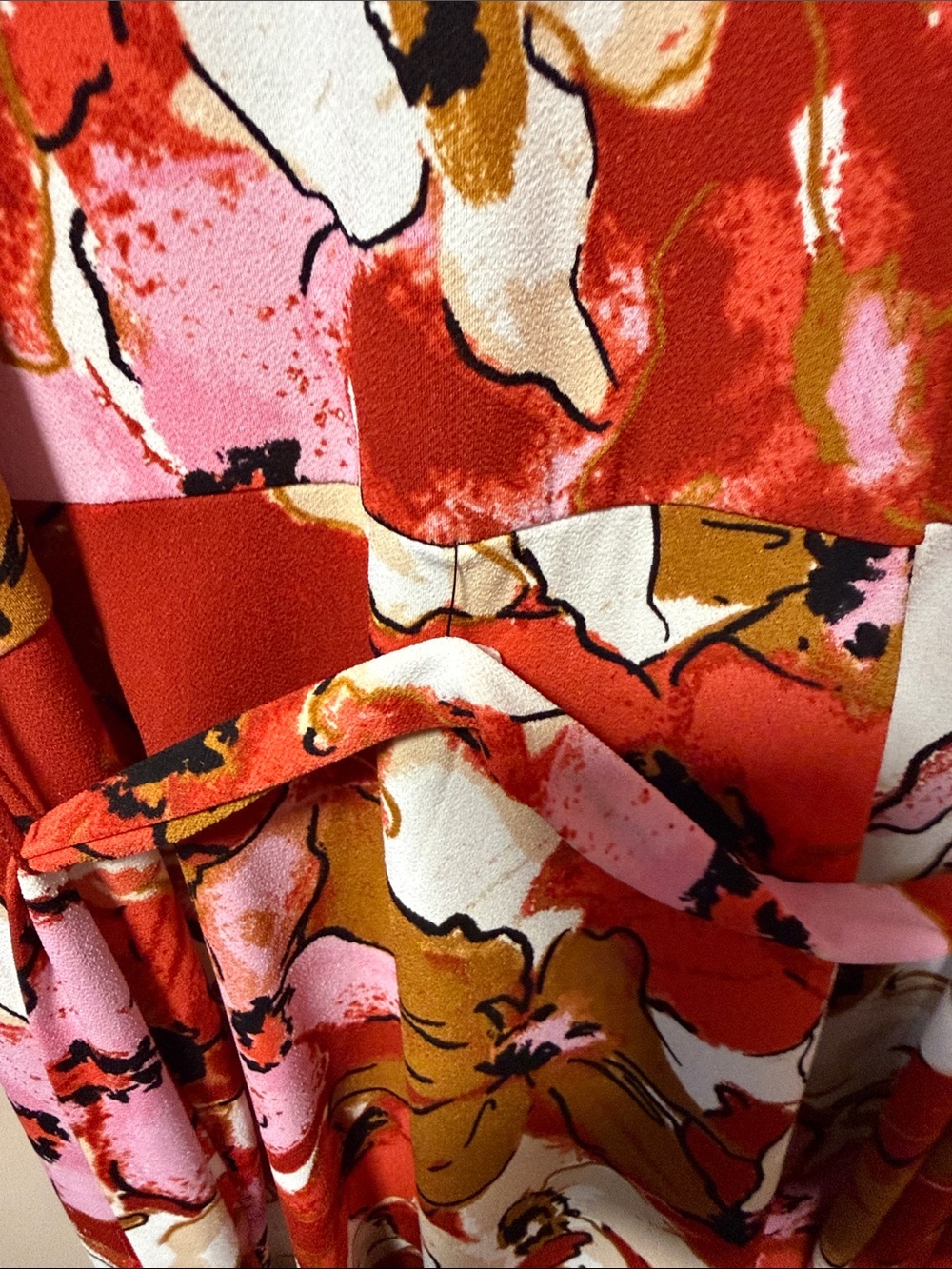 Nine West Floral Wrap Dress in Red, Pink, White, Brown - Picture 10 of 16